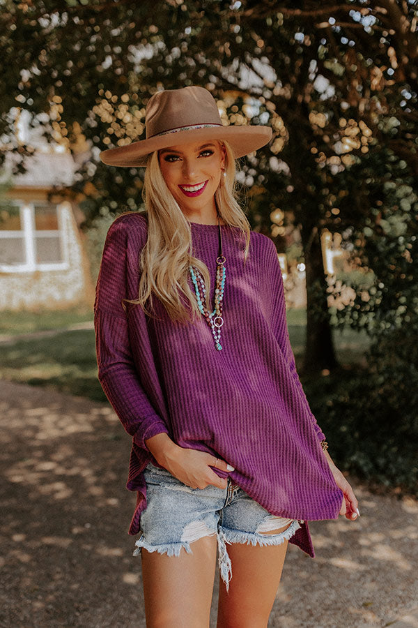 Put You First Waffle Knit Top In Purple Image - 1