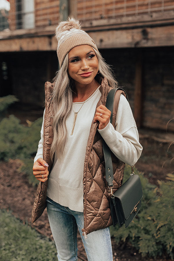 Fireside Divine Quilted Vest In Mocha