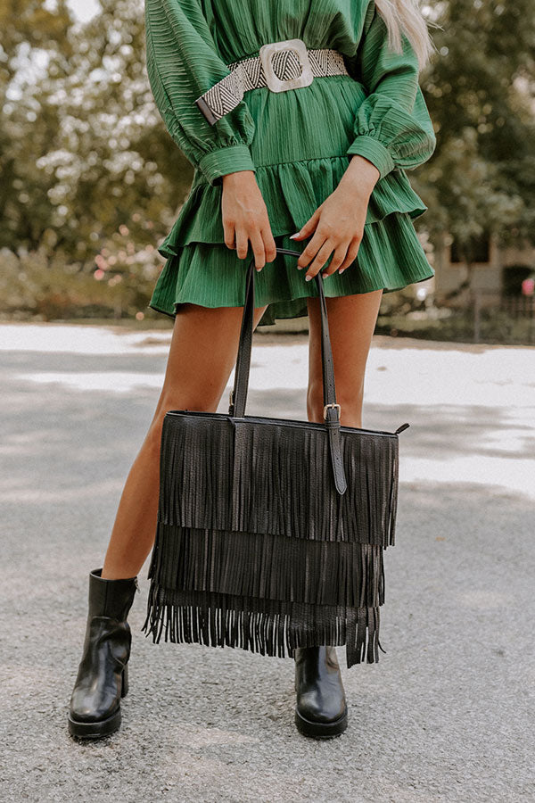 Point The Way Fringe Tote In Black Image - 2