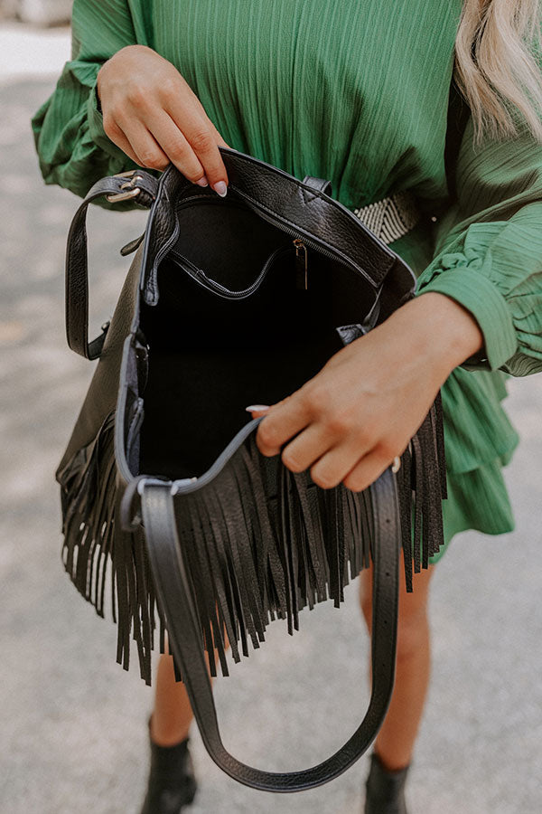 Point The Way Fringe Tote In Black Image - 3