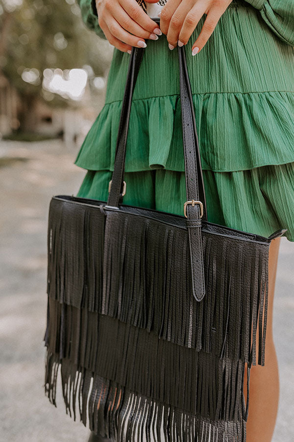 Point The Way Fringe Tote In Black Image - 4