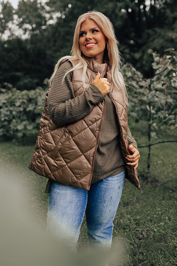 Fireside Divine Quilted Vest In Mocha Curves