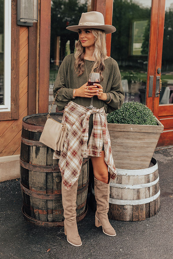 Coziest Home Knit Dress In Olive Image - 2