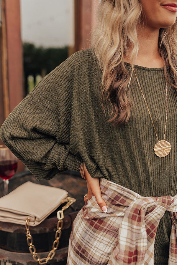 Coziest Home Knit Dress In Olive Image - 4