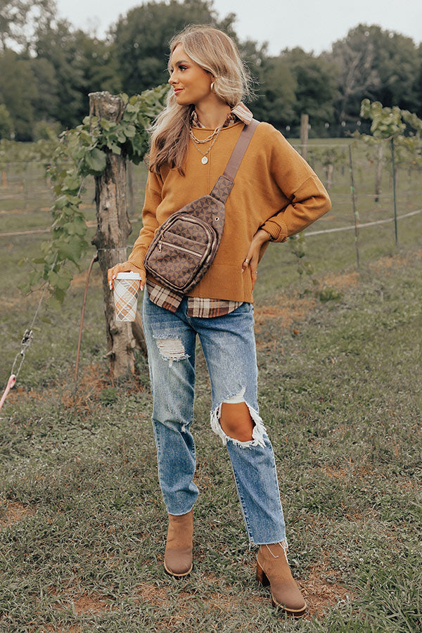 West Virginia Smiles Sweater In Light Camel