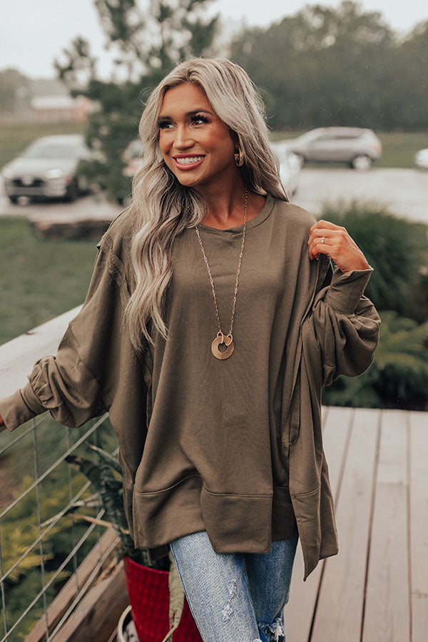 Quick To Cuddle Shift Top In Olive Image - 1