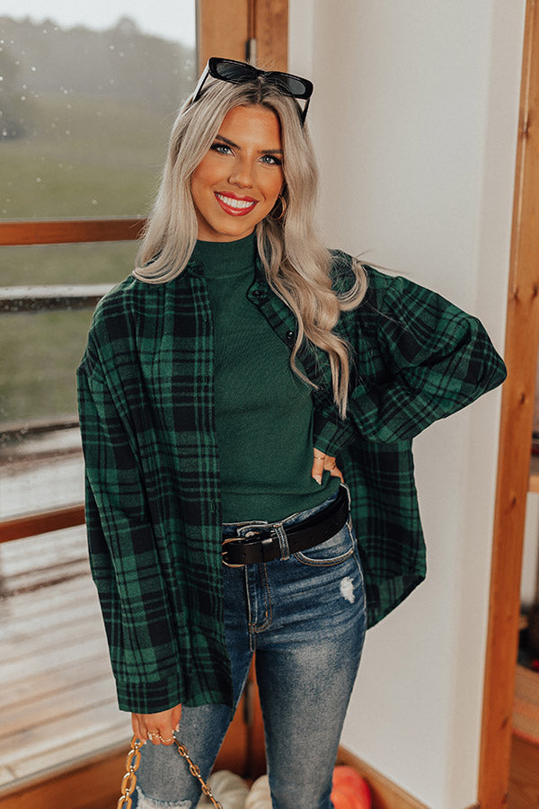 Cozy Memories Flannel In Hunter Green