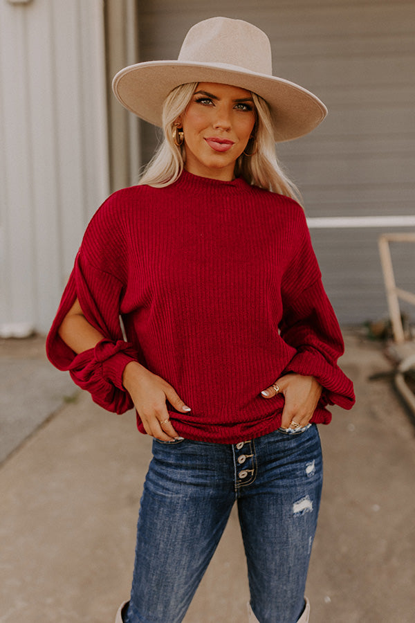 Singing Along Ribbed Top In Wine