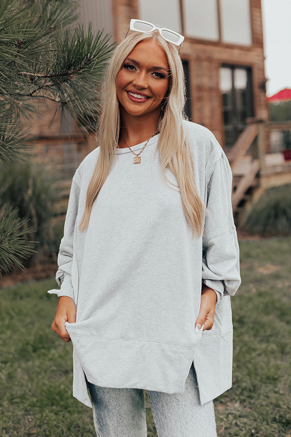 Quick To Cuddle Shift Top In Grey Image - 2