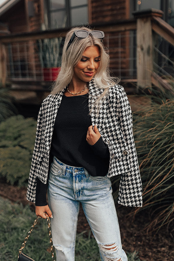 Call Me Chic Houndstooth Blazer In Black Image - 2