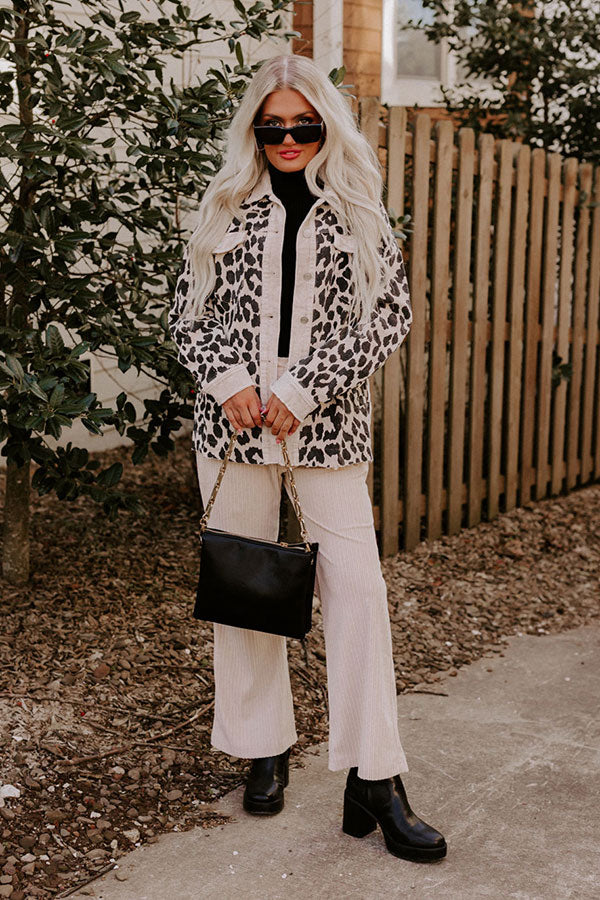 Leopard And Merlot Corduroy Jacket in Beige Image - 2