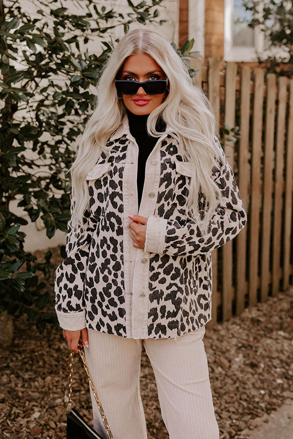 Leopard And Merlot Corduroy Jacket in Beige Image - 1