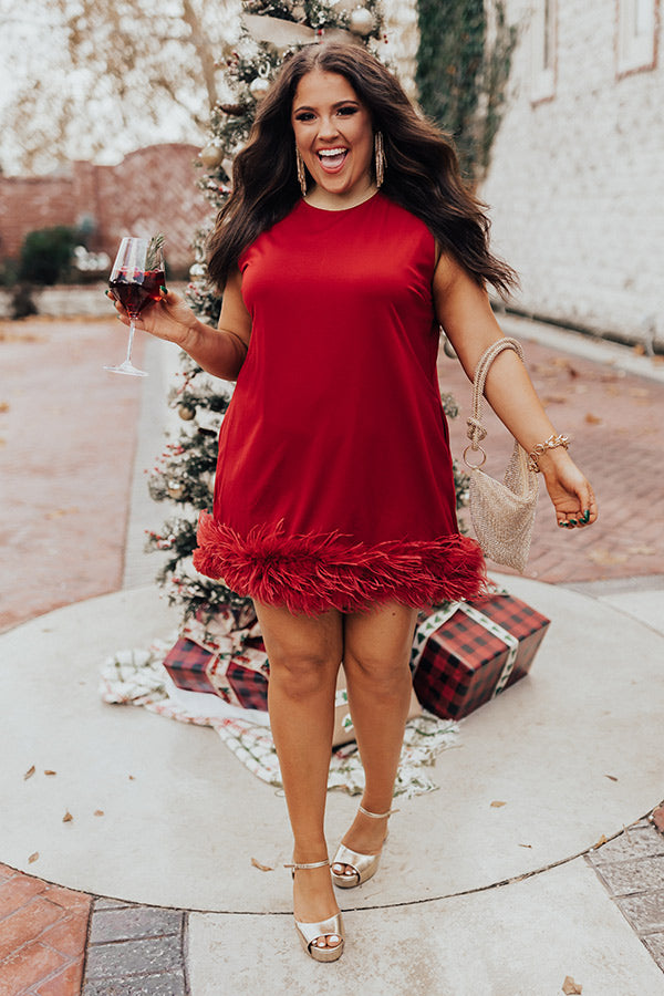 Nuts About You Feather Dress In Red Curves Image - 3