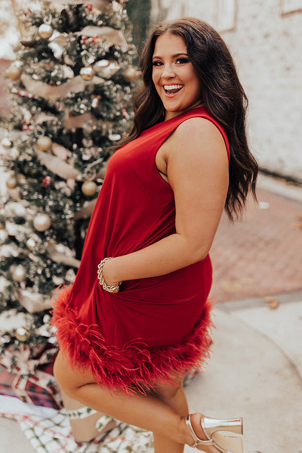 Nuts About You Feather Dress In Red Curves Image - 4