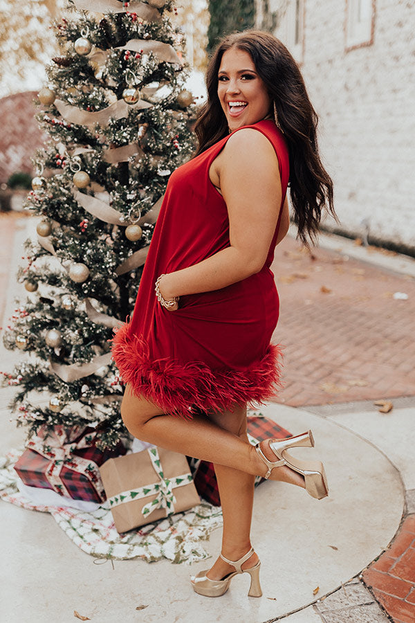 Nuts About You Feather Dress In Red Curves Image - 5