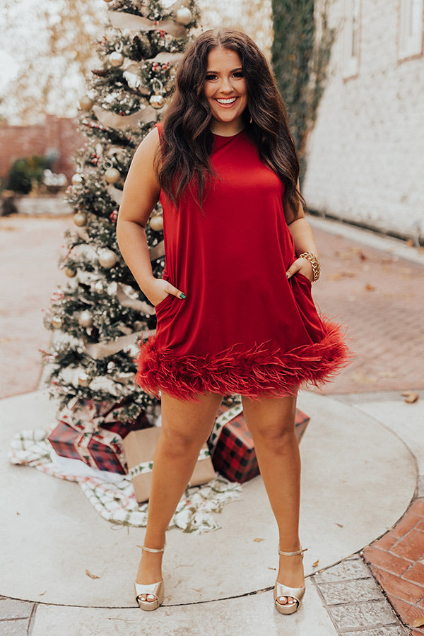 Nuts About You Feather Dress In Red Curves Image - 1