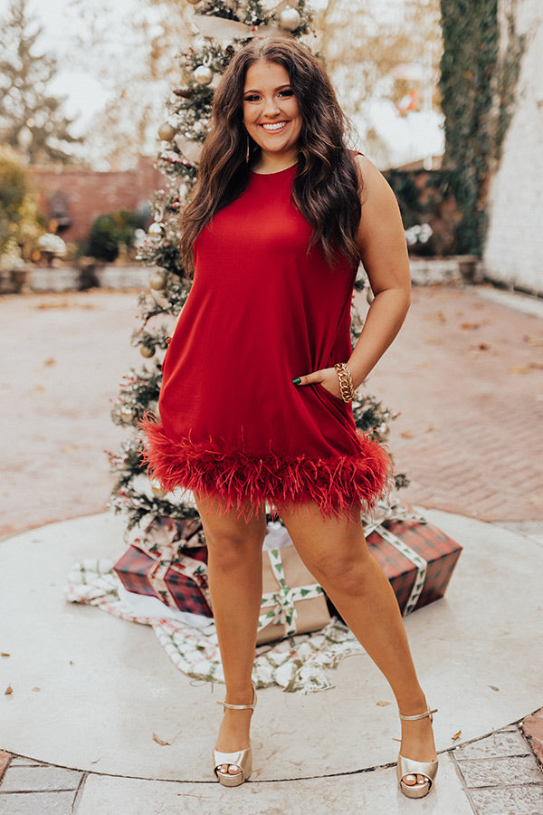 Nuts About You Feather Dress In Red Curves Image - 2