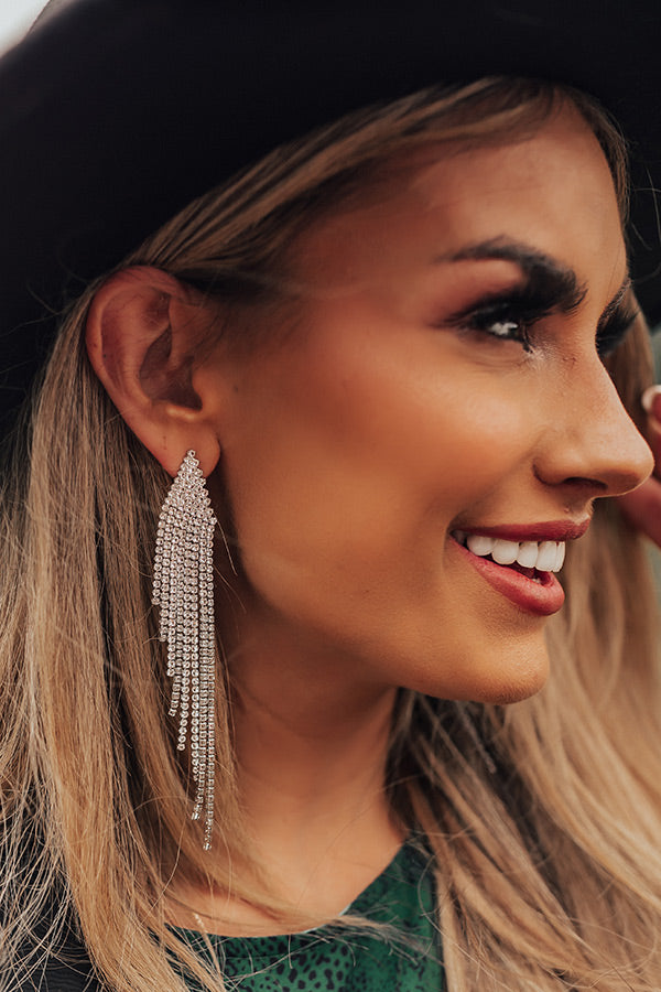 Out Past Midnight Rhinestone Earrings In Silver