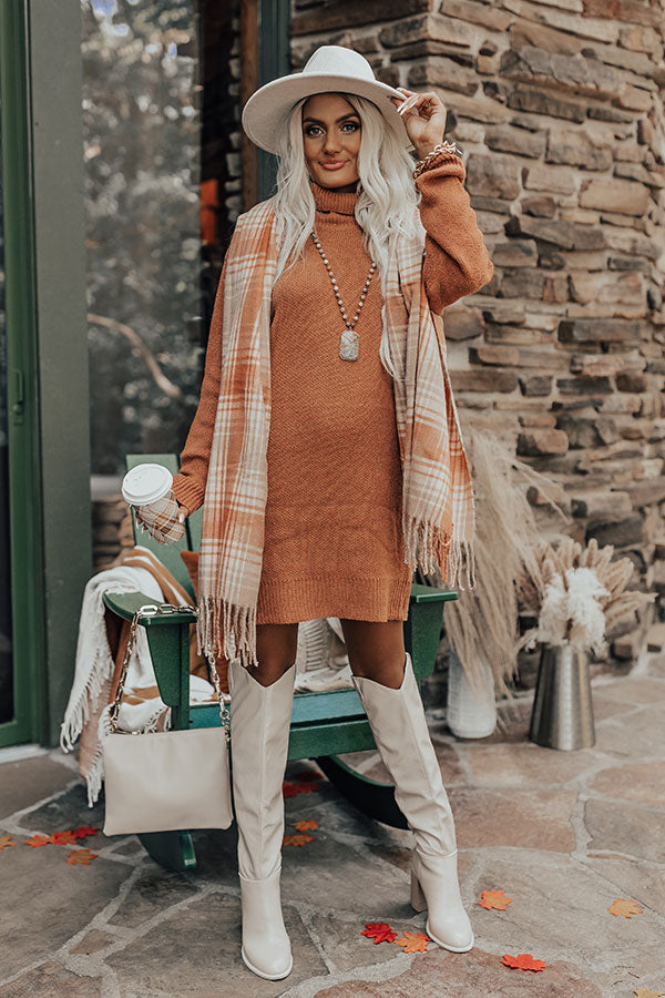 Chill On The Horizon Sweater Dress In Rust Image - 1