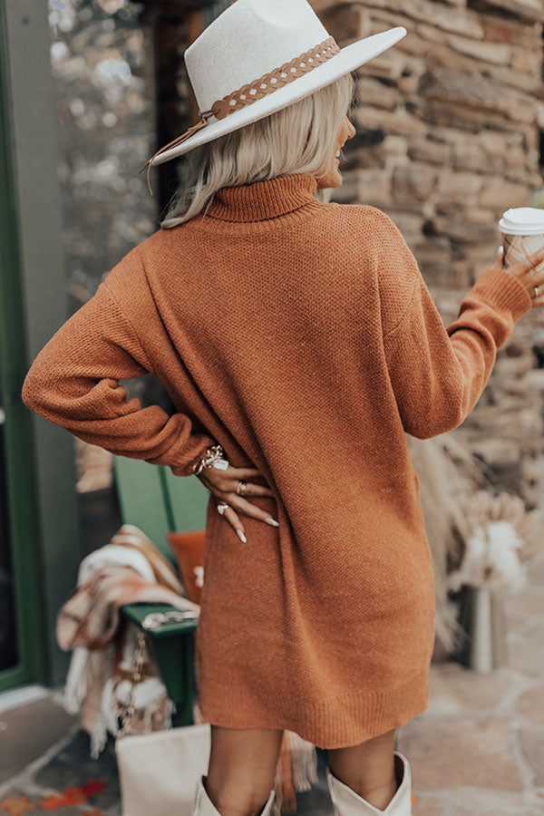 Chill On The Horizon Sweater Dress In Rust Image - 5
