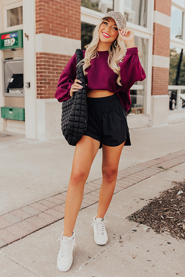 The Rainier High Waist Windbreaker Shorts In Black