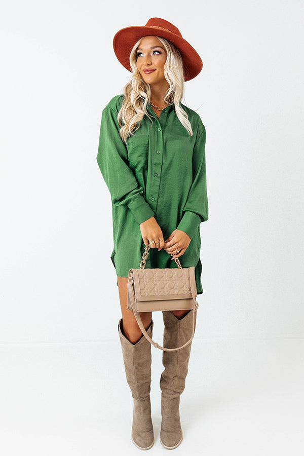 Coffee And Casual Oversized Satin Tunic Image - 2