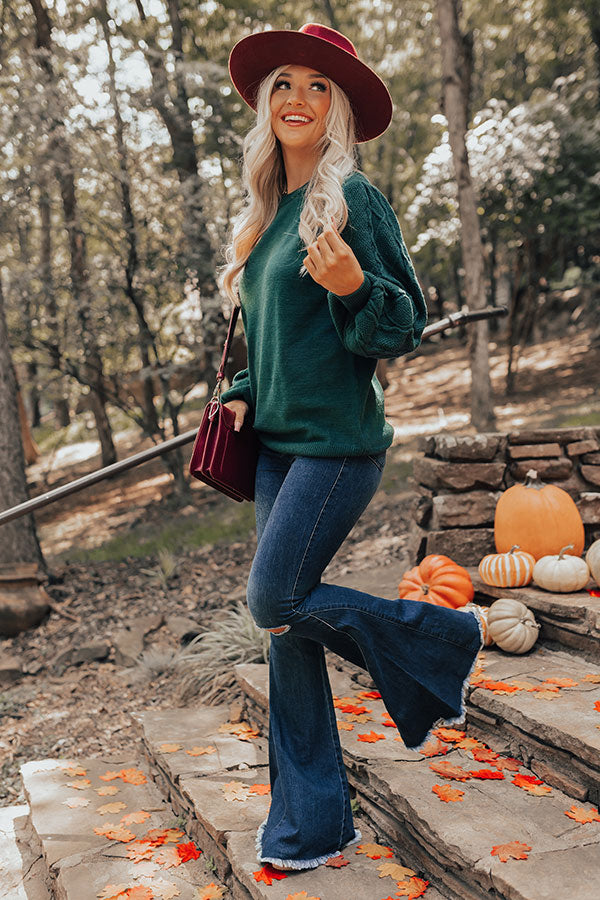 Autumn Memories Sweater In Hunter Green Image - 3
