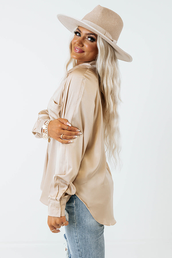 Everyday Rumors Satin Top In Iced Latte Image - 2