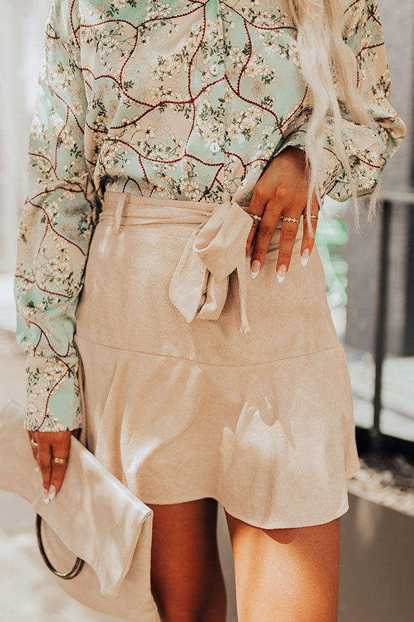 Cheer You On Faux Suede Skort Image - 5