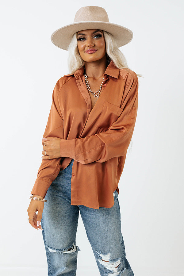 Everyday Rumors Satin Top In Rust Image - 2