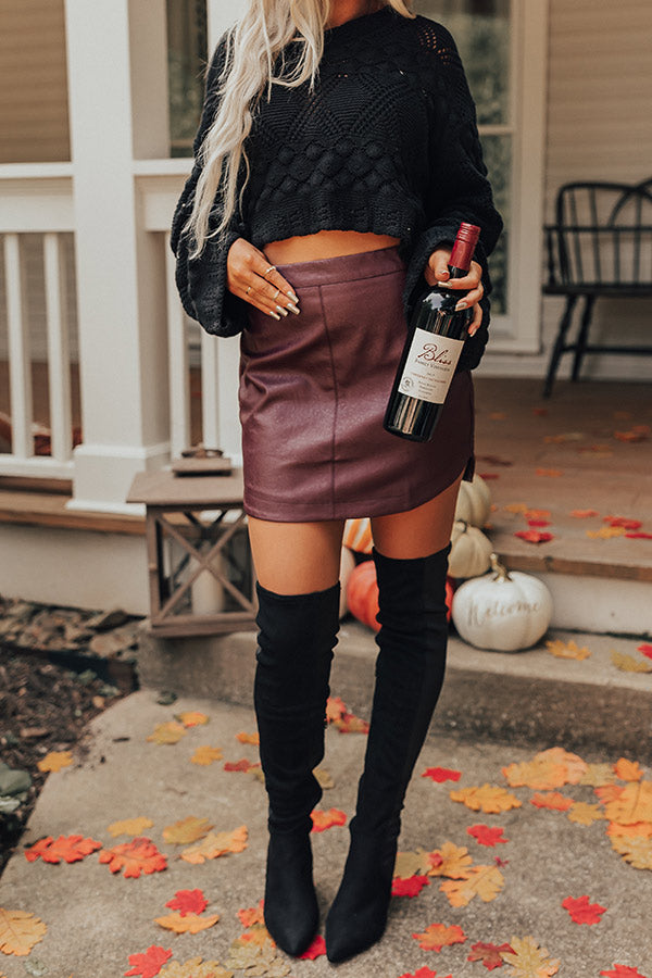 The Tobi Faux Leather Skirt in Wine Image - 2