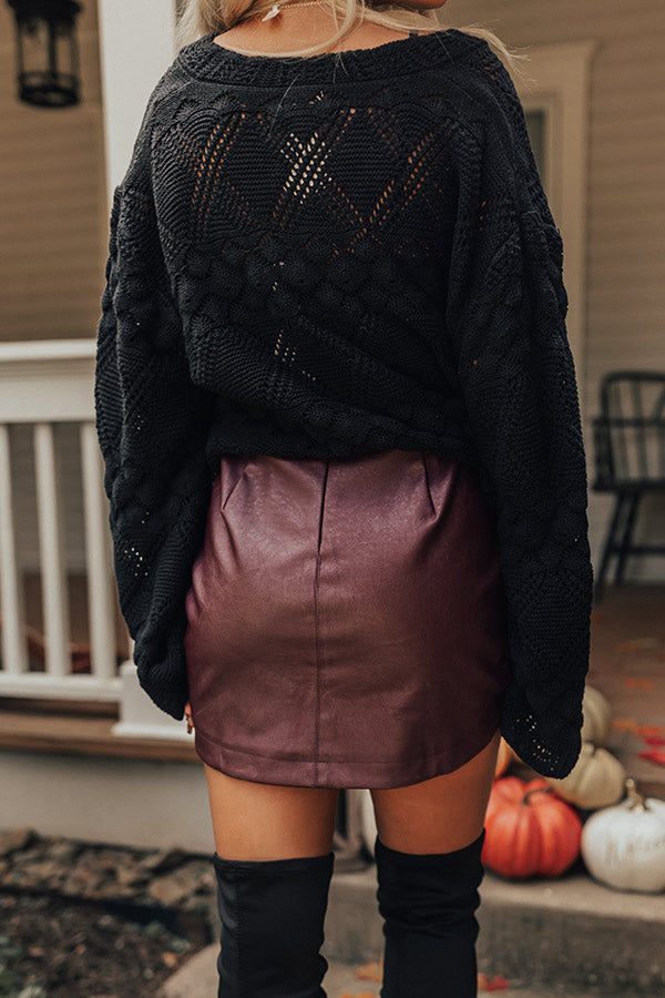 The Tobi Faux Leather Skirt in Wine Image - 4