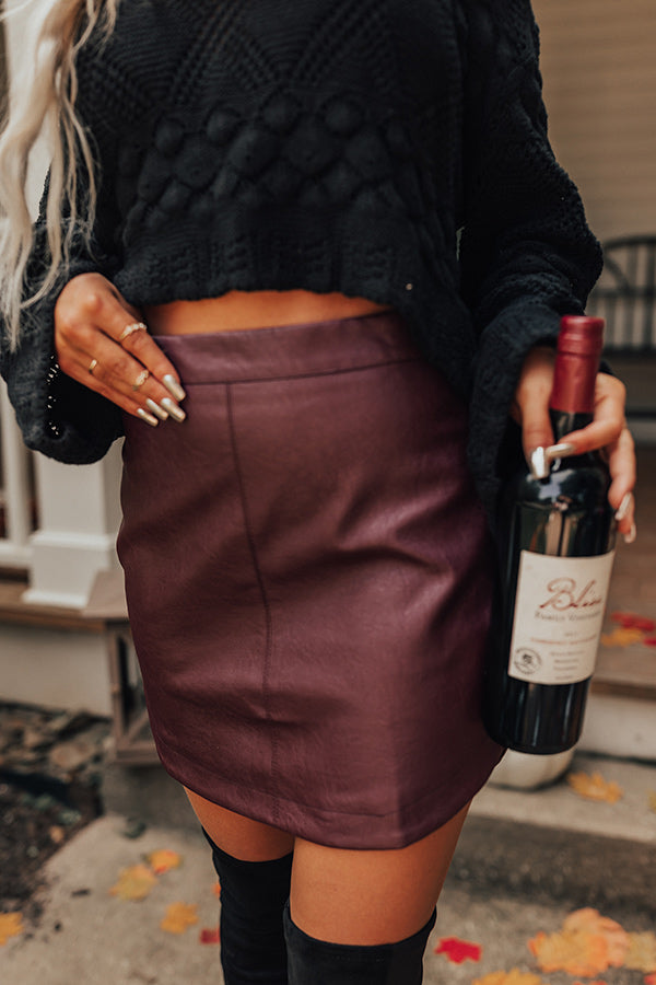 The Tobi Faux Leather Skirt in Wine Image - 5