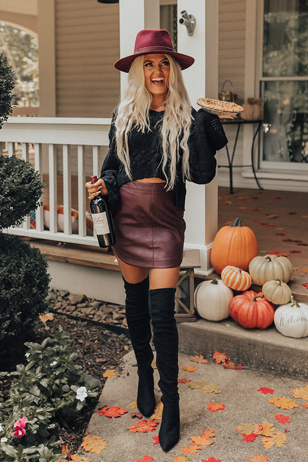 The Tobi Faux Leather Skirt in Wine Image - 1