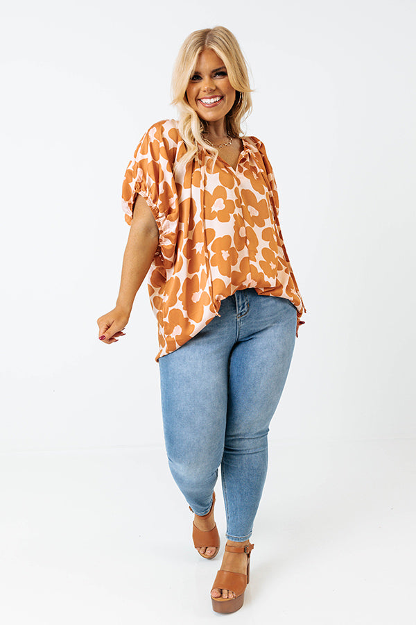 Chic A La Mode Floral Shift Top In Camel Curves Image - 1