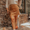 The Nashville Faux Suede Skirt in Brown Curves Image - 1