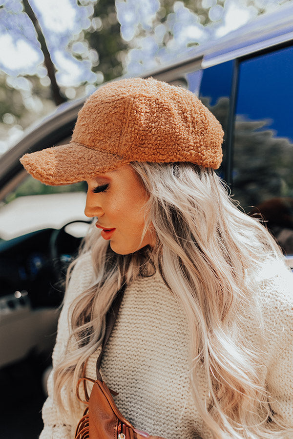 Coffee And Casual Sherpa Baseball Cap In Camel Image - 2