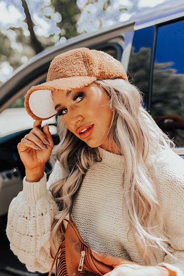 Coffee And Casual Sherpa Baseball Cap In Camel Image - 5