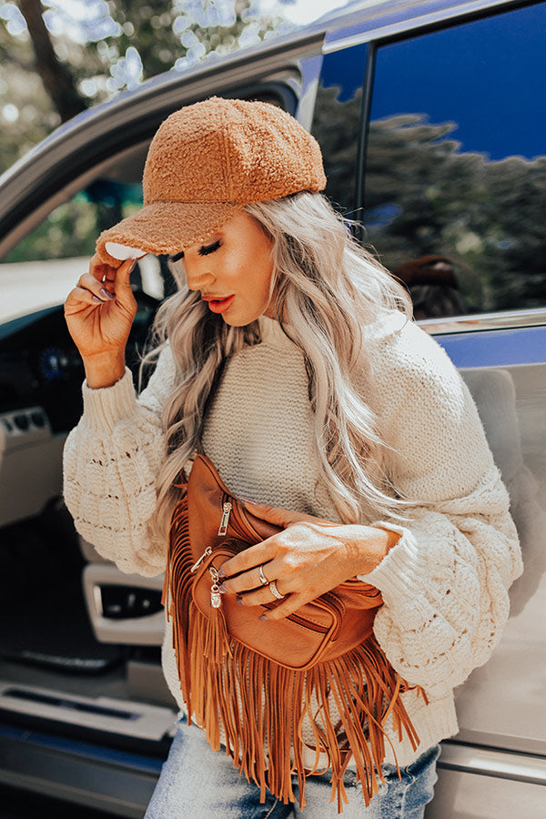 Coffee And Casual Sherpa Baseball Cap In Camel Image - 1