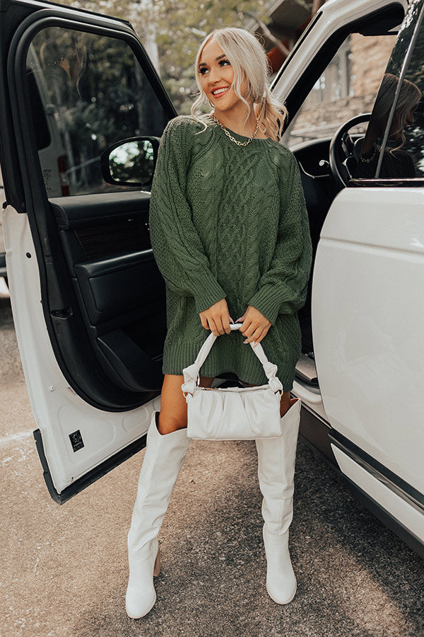 Seasonal Treats Cable Knit Sweater Dress in Olive Image - 5