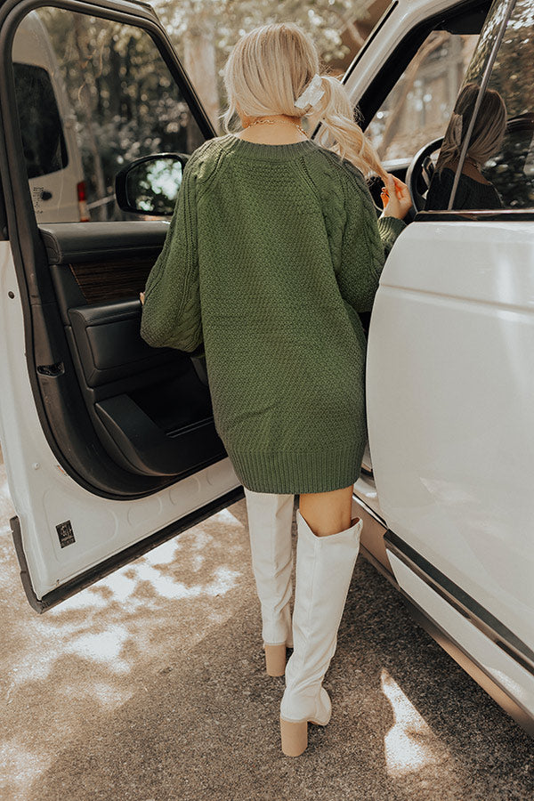 Seasonal Treats Cable Knit Sweater Dress in Olive Image - 4