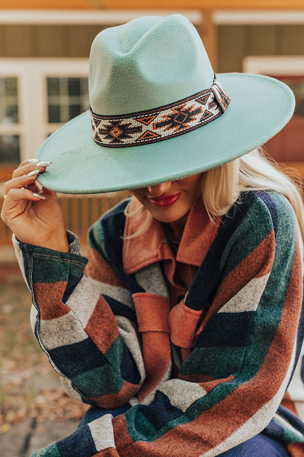 Autumn Sunshine Felt Fedora In Turquoise