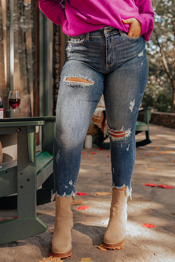 Judy Blue The Coop Midrise Distressed Ankle Skinny Curves Image - 5