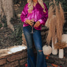 Seasonal Sweetness Velvet Button Up In Fuchsia Image - 1