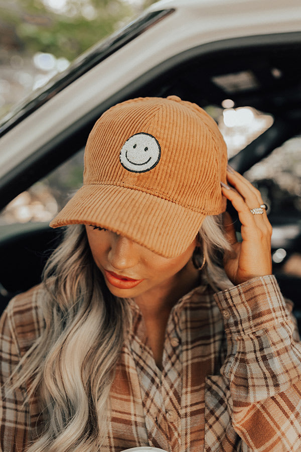 Cider And Smiles Corduroy Baseball Cap in Camel Image - 2