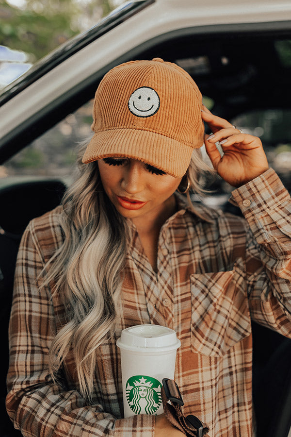 Cider And Smiles Corduroy Baseball Cap in Camel Image - 3