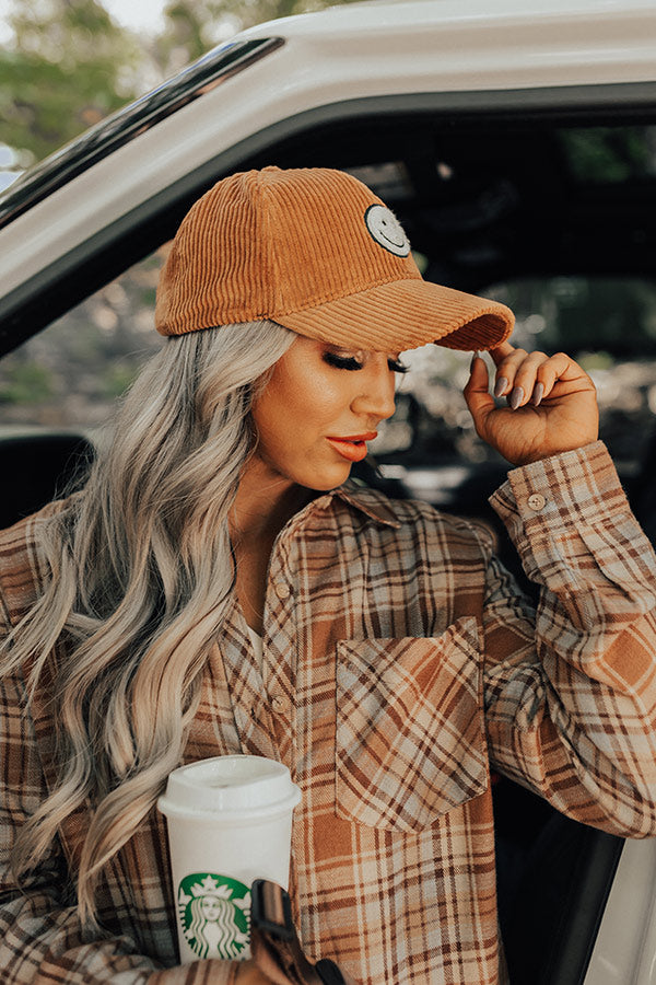 Cider And Smiles Corduroy Baseball Cap in Camel Image - 4