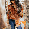Seasonal Sweetness Velvet Button Up In Camel Image - 1