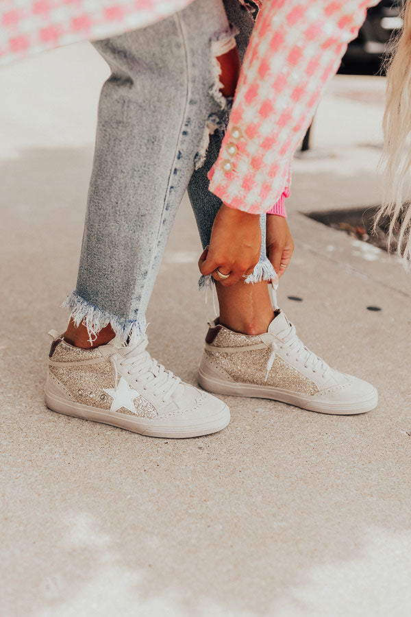 The Glee Vintage Sneaker in Gold Image - 2