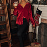 Seasonal Sweetness Velvet Button Up In Red Image - 1